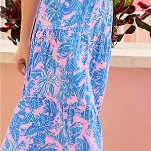 Riegan Maxi Dress Lilly Pulitzer Pink and Blue